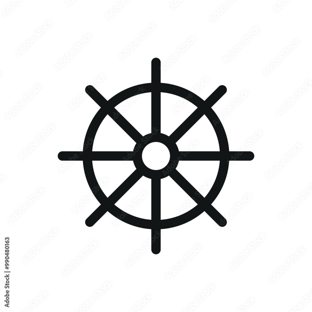 Ship wheel isolated icon, sea navigation vector symbol with editable stroke Ship wheel isolated icon, sea navigation vector symbol with editable stroke