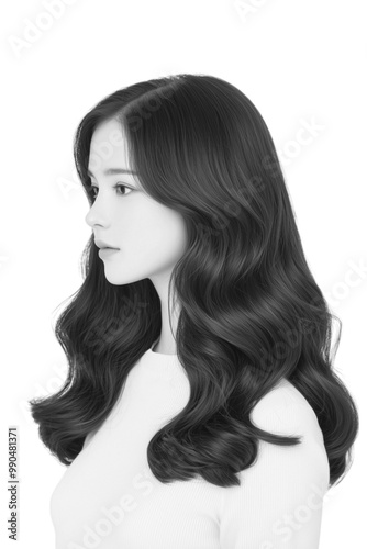 Stunning Monochrome Portrait of a Woman with Lush Waves