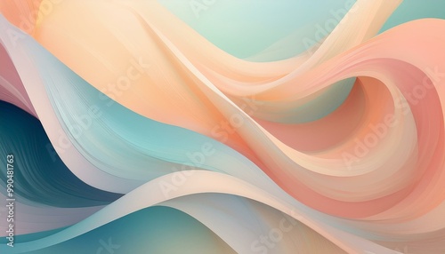 Abstract artwork featuring flowing organic shapes in pastel shades, creating a soft and harmonious visual experience. 