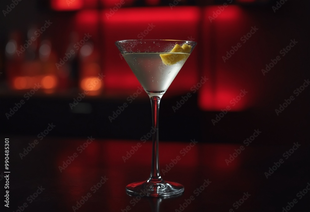 Martini dry glass against night club background Martini dry glass against night club background