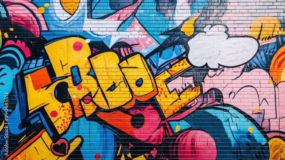 Obraz premium Graffiti wall inspired by comic book art, featuring bold lines