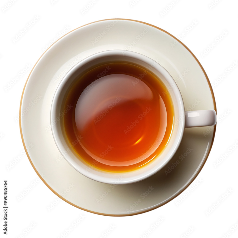Cup of tea top view Isolated on transparent background. Cup of tea top view Isolated on transparent background.