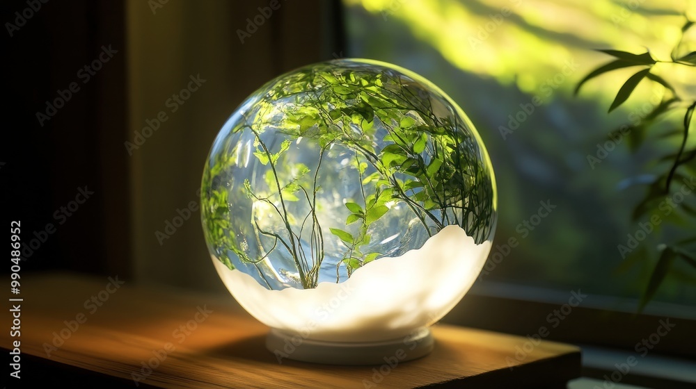 A glass globe with a tree inside of it A glass globe with a tree inside of it