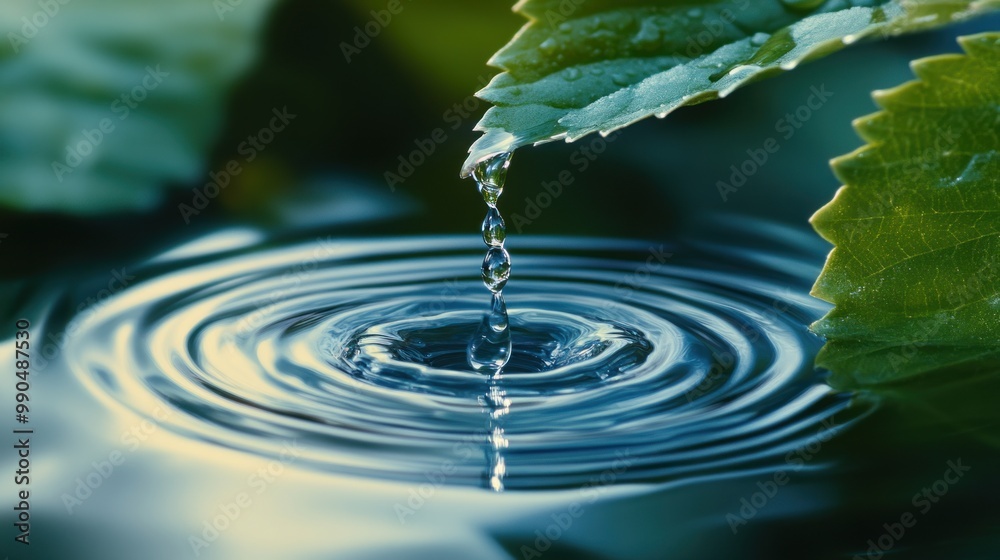 A leaf is floating on top of a small body of water A leaf is floating on top of a small body of water