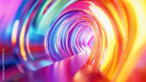 Fototapeta Naklejka Na Ścianę i Meble -  Abstract colorful tunnel with glowing light.