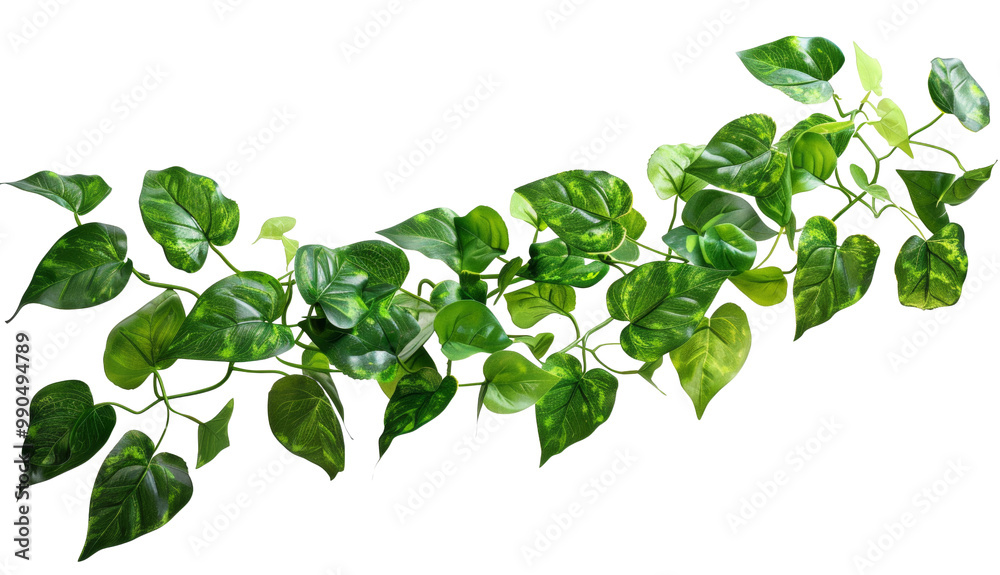 A green vine with heart shaped leaves A green vine with heart shaped leaves