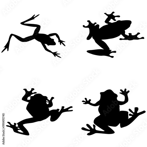  A set of frog silhouette