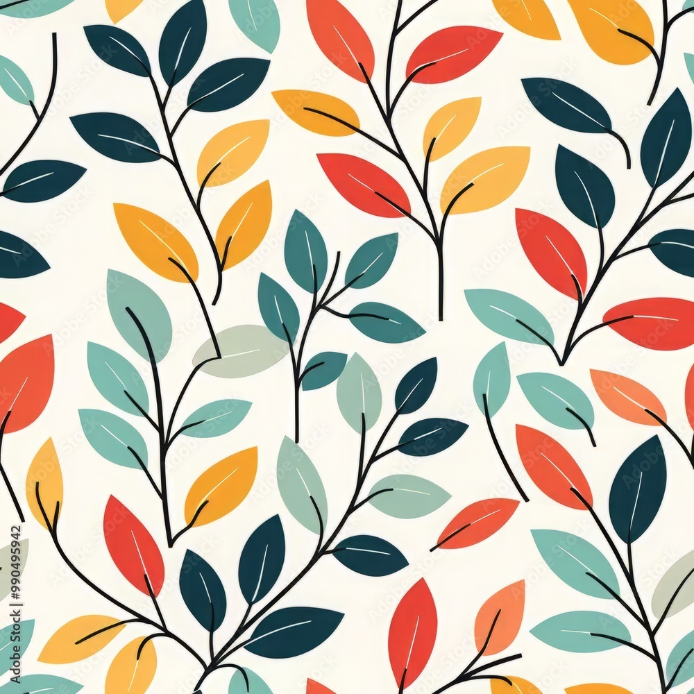 Colorful leaf Seamless pattern on a light background, ideal for nature-themed designs, textiles, and decorative elements. Colorful leaf Seamless pattern on a light background, ideal for nature-themed designs, textiles, and decorative elements.