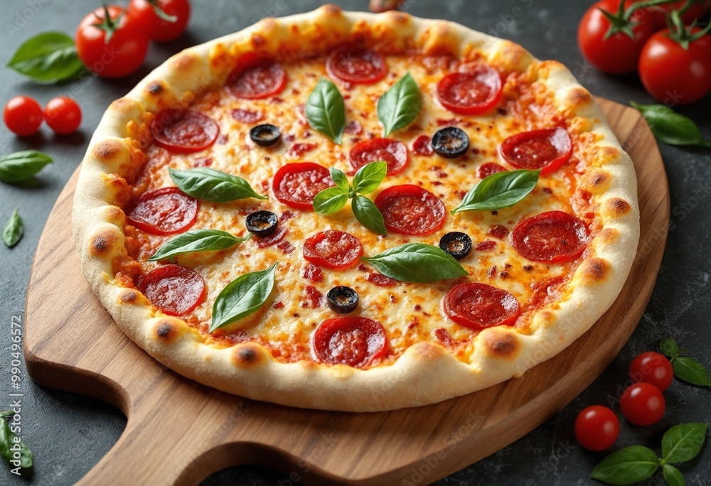 Top shot of italian style pizza