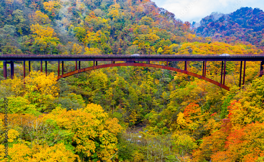 Autumn at kashiohashi bridge Fukushima Japan Autumn at kashiohashi bridge Fukushima Japan