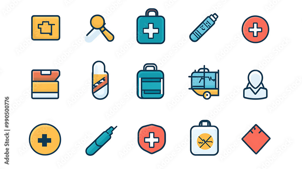 Colorful medical icons with a flat design style. Colorful medical icons with a flat design style.