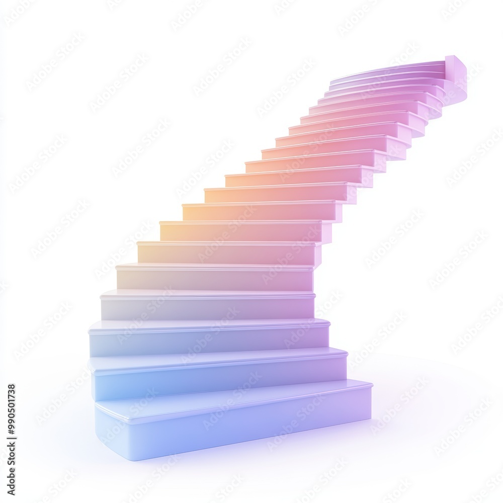 Stylish and modern stairs with a gradient effect, perfect for representing growth, progress, and upward movement in design. Stylish and modern stairs with a gradient effect, perfect for representing growth, progress, and upward movement in design.