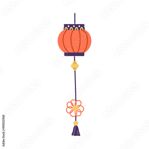 Chinese paper lantern. Traditional red lamp, oriental light decoration, good ...