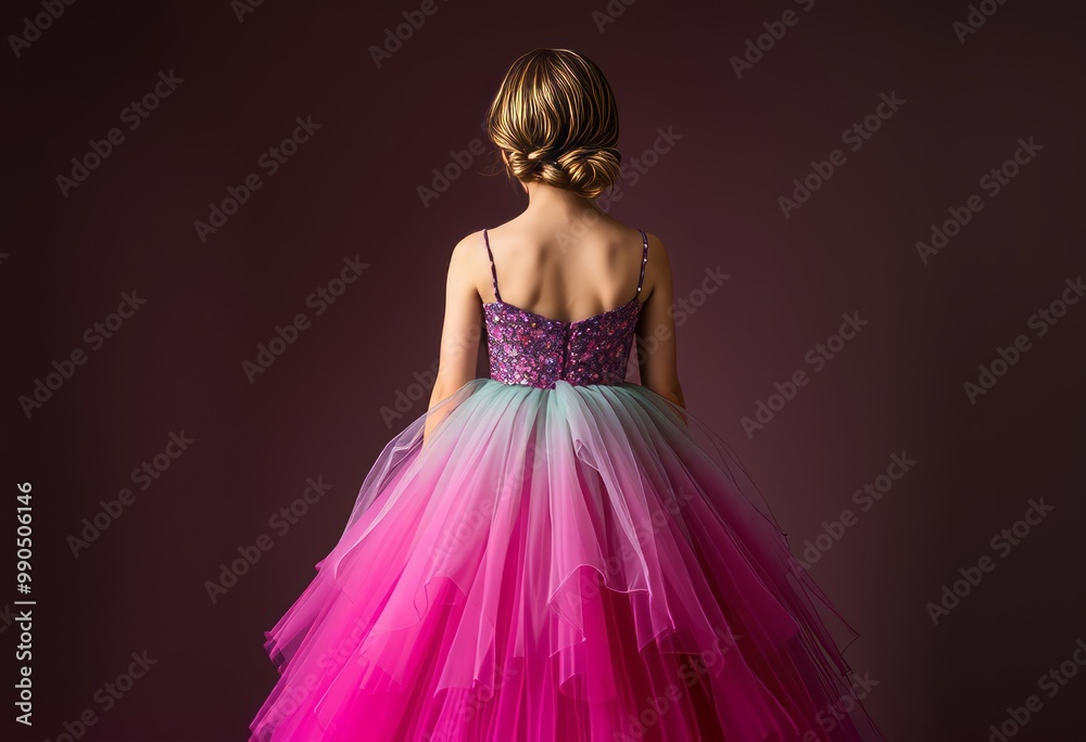 Opulent Ombre A girl in a dress with a gradient ombre effect tra Opulent Ombre A girl in a dress with a gradient ombre effect tra
