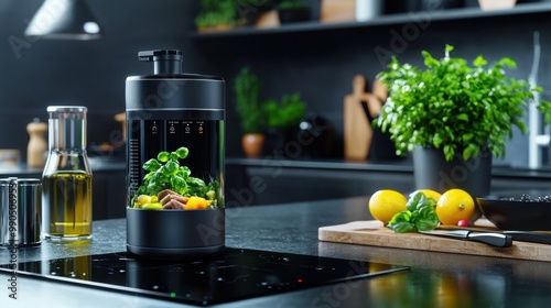 Modern Kitchen with Innovative Cooking Vessel photo