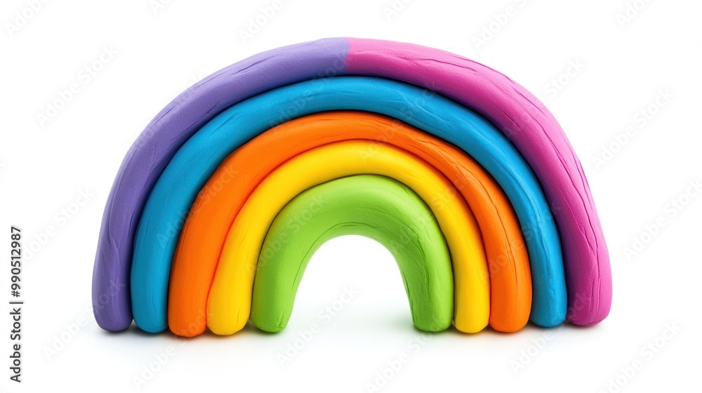 Fototapeta premium Colorful Playdough Rainbow Arc Isolated on White Background.
