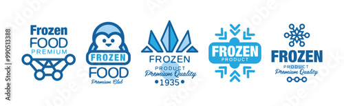 Frozen Food Premium Product Blue Logo Design Vector Set