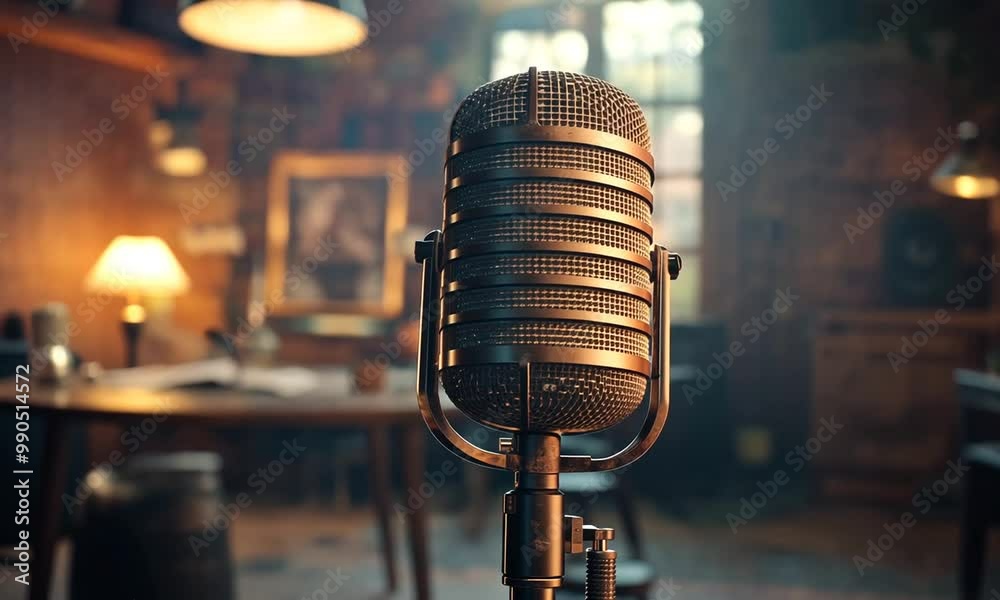 Vintage Microphone in a Studio Setting