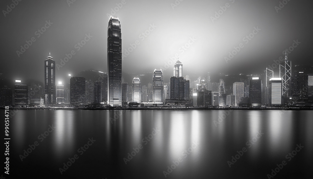 Obraz premium A black-and-white photo of a famous city skyline or iconic landmark, evoking a timeless, classic look