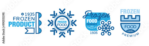 Frozen Food Premium Product Blue Logo Design Vector Set