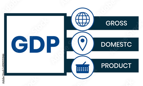 GDP - gross domestic product business concept background. vector illustration concept with keywords and icons. lettering illustration with icons for web banner, flyer, landing page, presentation