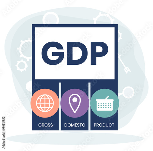 GDP - gross domestic product business concept background. vector illustration concept with keywords and icons. lettering illustration with icons for web banner, flyer, landing page, presentation