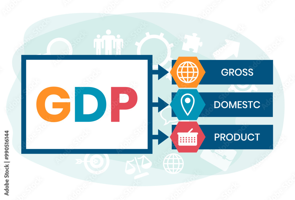 GDP - gross domestic product business concept background. vector illustration concept with keywords and icons. lettering illustration with icons for web banner, flyer, landing page, presentation GDP - gross domestic product business concept background. vector illustration concept with keywords and icons. lettering illustration with icons for web banner, flyer, landing page, presentation