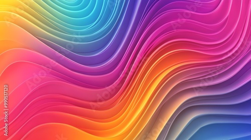 Abstract background with colorful, wavy shapes and a gradient of yellow, orange, red, pink, and blue.