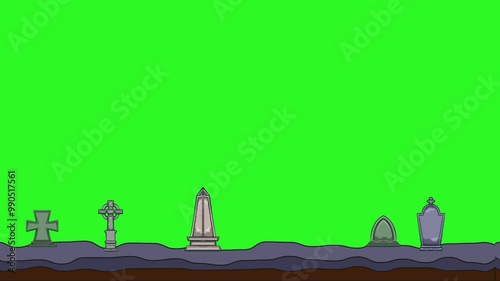 Isolated Halloween theme background animation on green screen