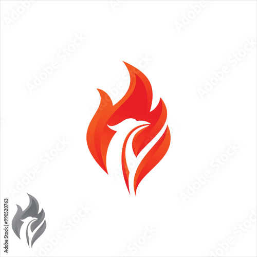 Mythological animal Phoenix fire bird vector logo design