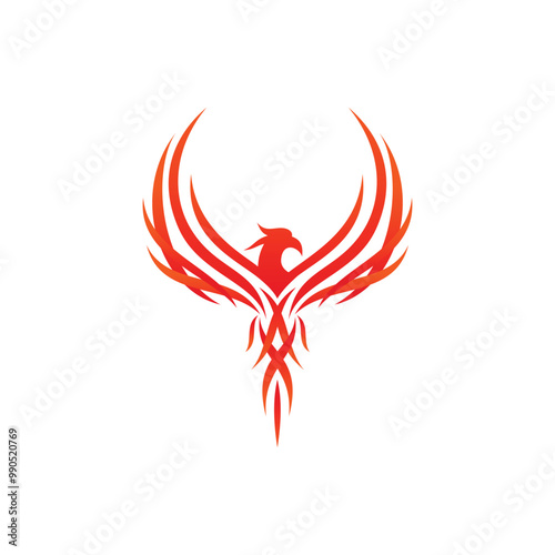 Mythological animal Phoenix fire bird vector logo design