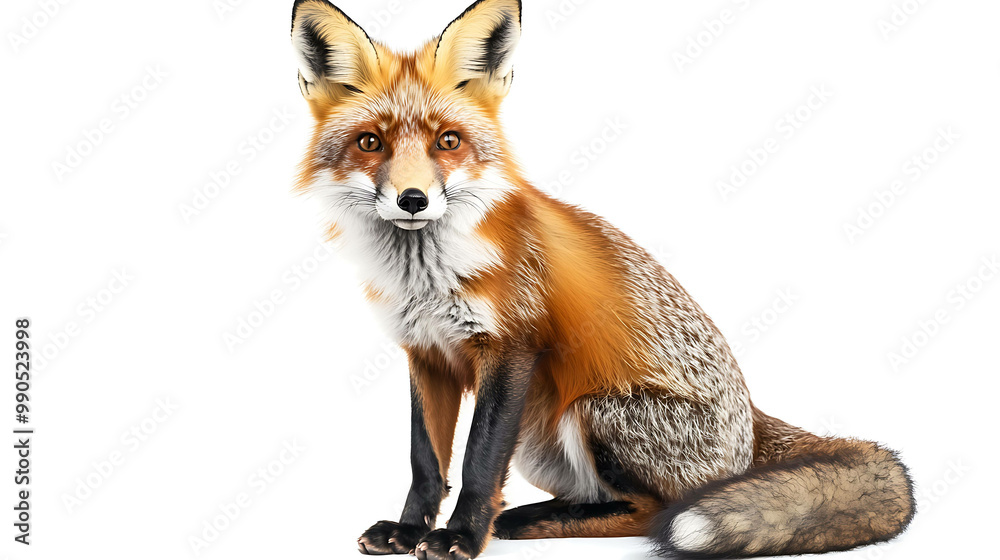Obraz premium A red fox peeks over a colorful and abstract background.