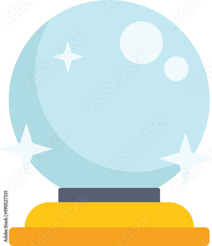 Crystal ball is shining on a golden stand, predicting the future with its magical powers