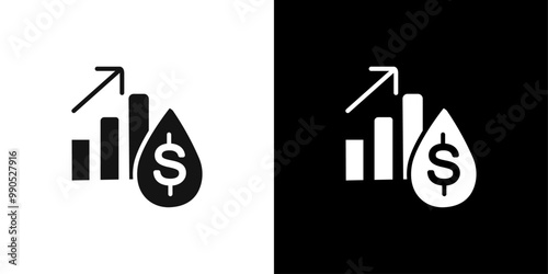 Fuel price increase icon Flat line illustration
