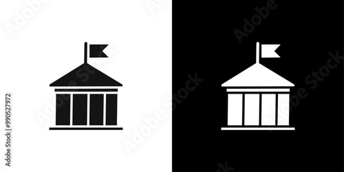Government icon Flat line illustration