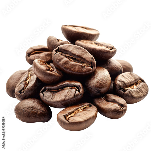 Pile of coffee beans isolated on Transparent background,