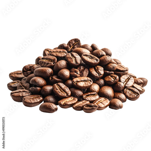 Pile of coffee beans isolated on Transparent background,