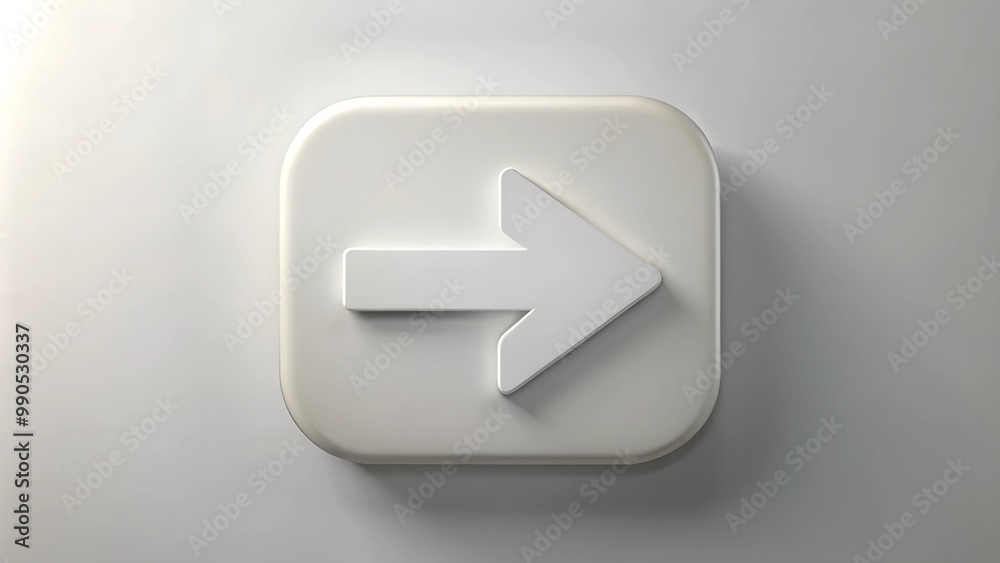 White right arrow icon on a soft background representing direction and movement, copy space White right arrow icon on a soft background representing direction and movement, copy space