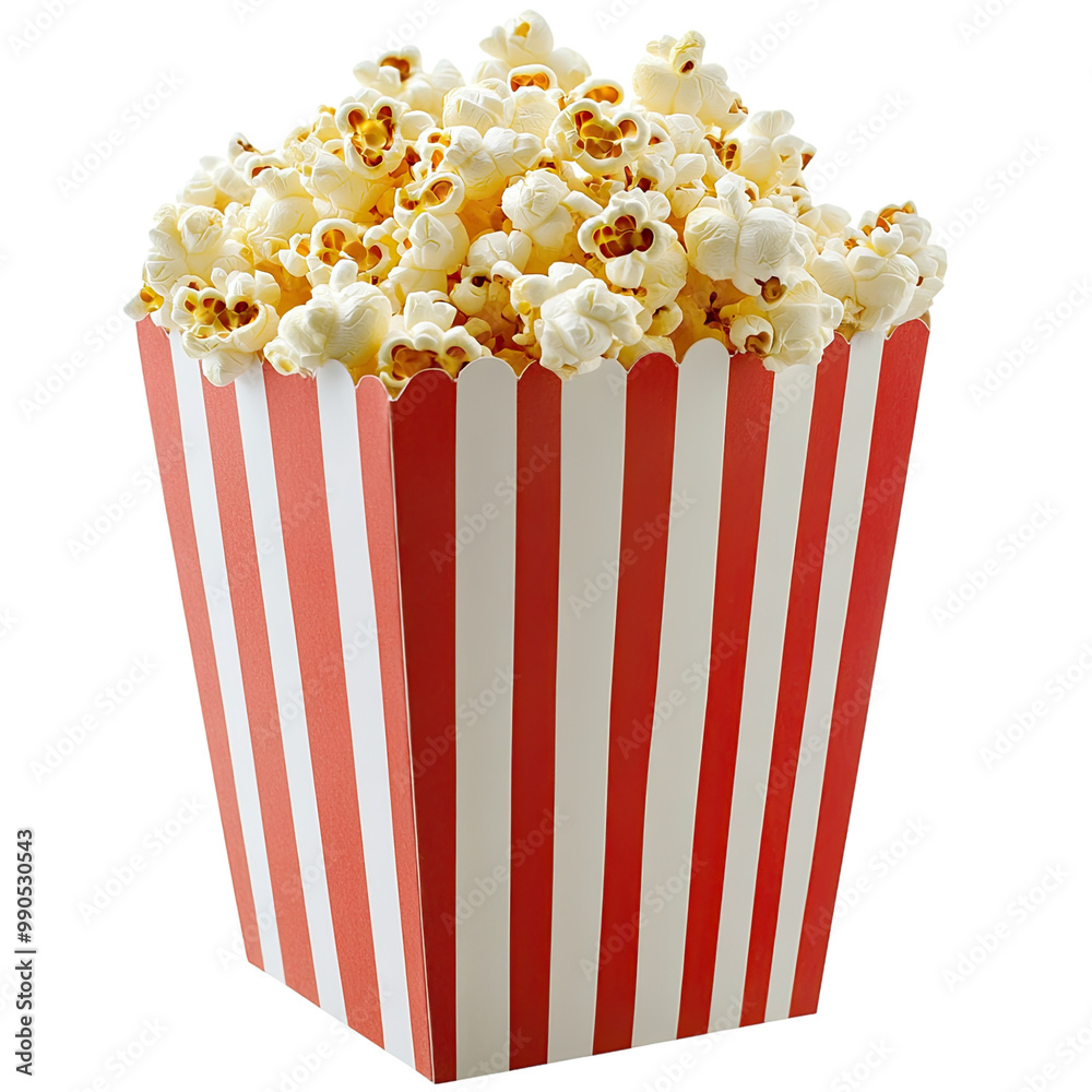 Popcorn in red and white striped paper box clip art, on Transparent background, Popcorn in red and white striped paper box clip art, on Transparent background,