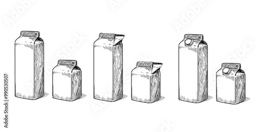 different types carton box milk juice illustration symbol isolated on white background