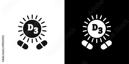 Vitamin D3 icon Flat line illustration