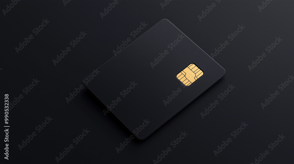 sleek black metal credit card with gold chip, perfect for modern finance sleek black metal credit card with gold chip, perfect for modern finance
