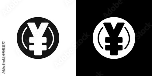 Yen sign icon Flat line illustration