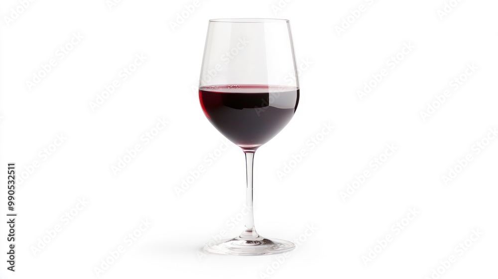 A glass of red wine, partially filled, isolated on white background. A glass of red wine, partially filled, isolated on white background.