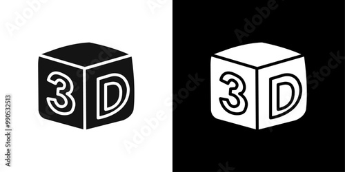 3D icon Flat line illustration