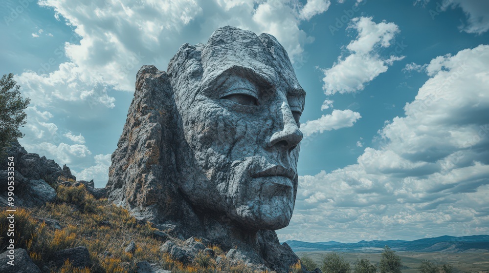 Fototapeta premium Monumental Rock Sculpture Under a Dramatic Sky