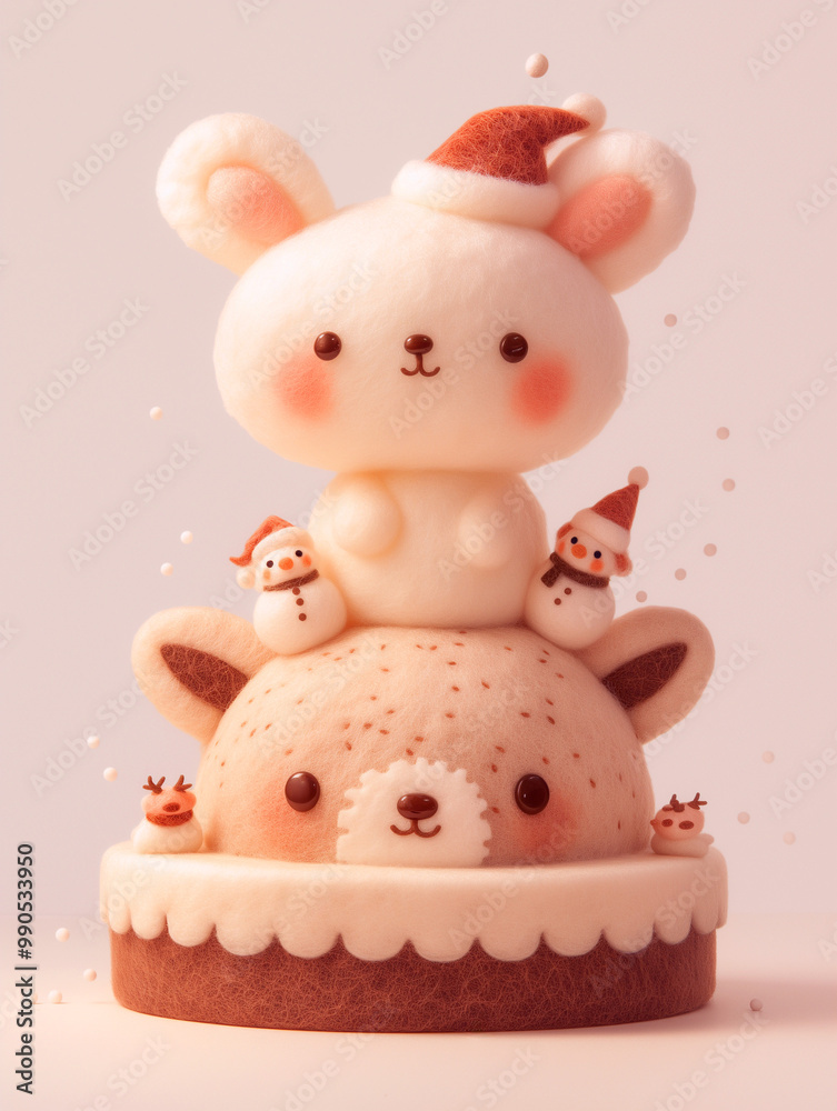 かわいいフェルト風のクリスマスケーキ かわいいフェルト風のクリスマスケーキ