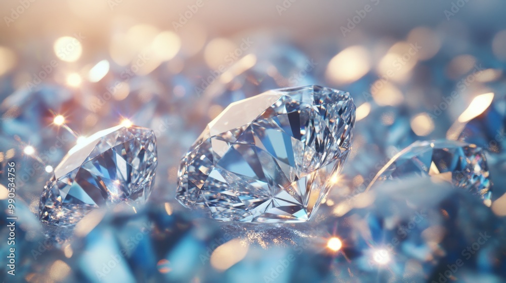 A close-up of sparkling diamonds under a bright light, reflecting brilliance and elegance. A close-up of sparkling diamonds under a bright light, reflecting brilliance and elegance.