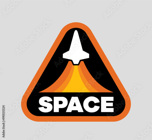 Space shuttle badge. Space rocket sign