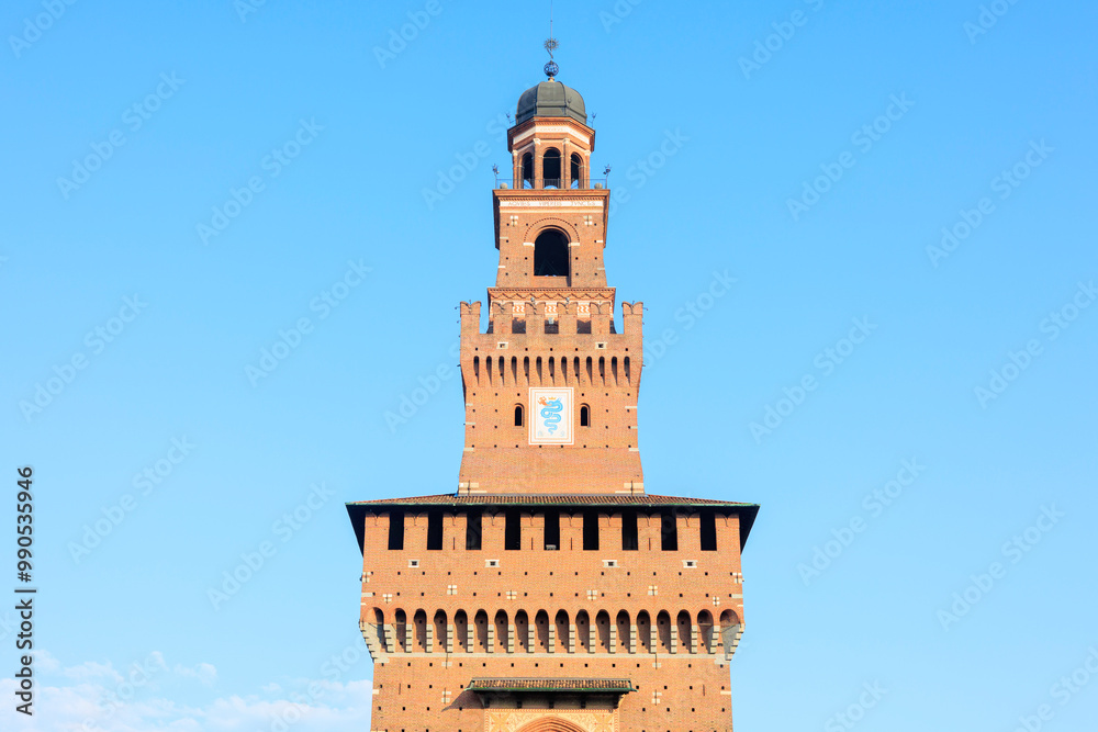 イタリア、ミラノの古代スフォルツァ城の建築要素